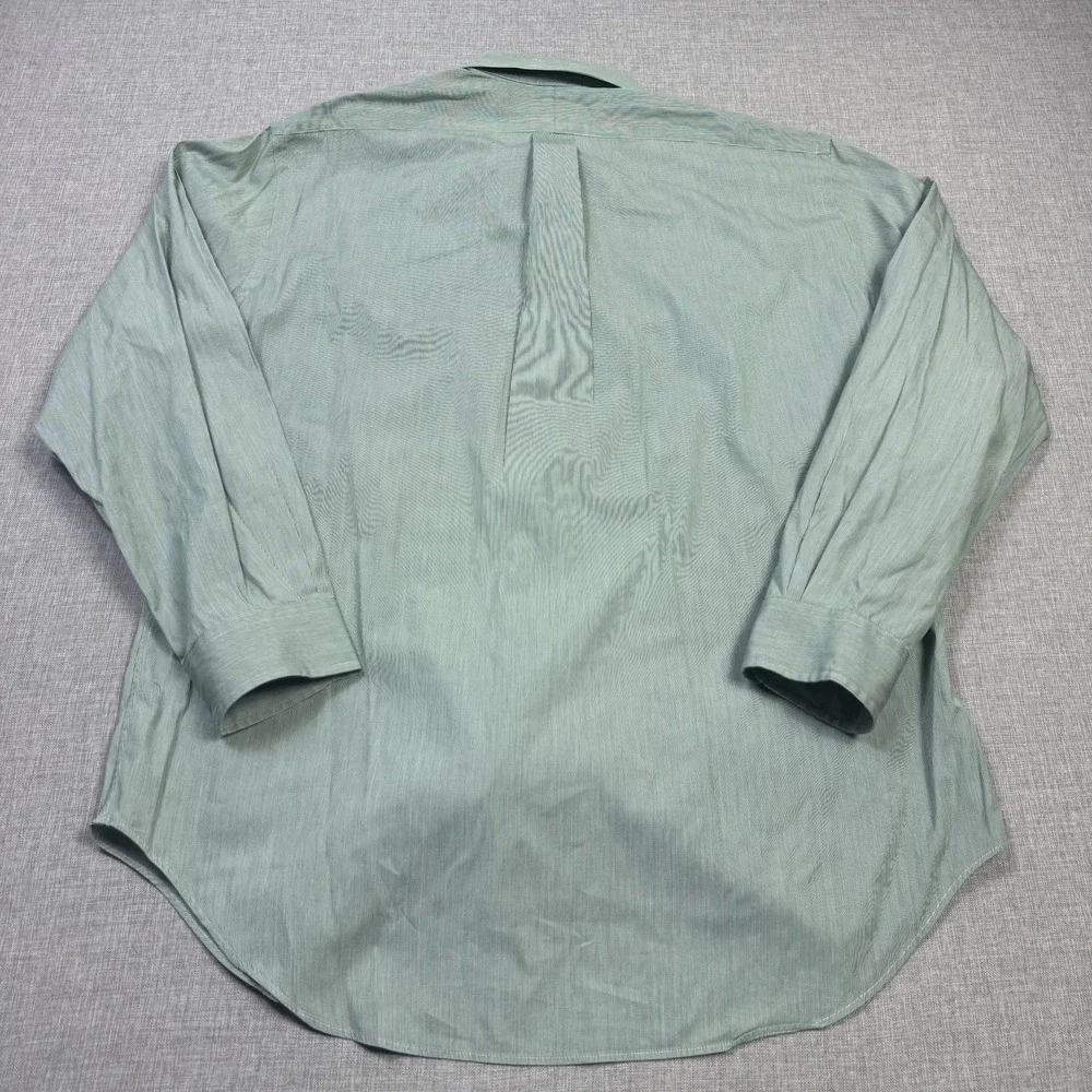 Ralph Lauren Button-Down Dress Shirt Mens 16.5 32/33 Green Striped Classic Fit